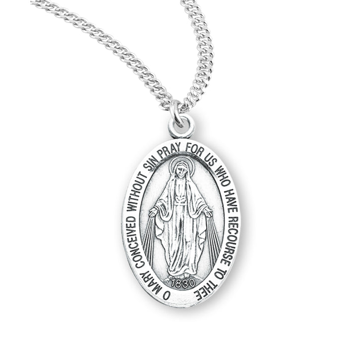 Sterling Silver Oval Miraculous Medal - S111820