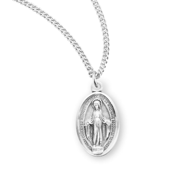 Sterling Silver Oval Miraculous Medal - S114018