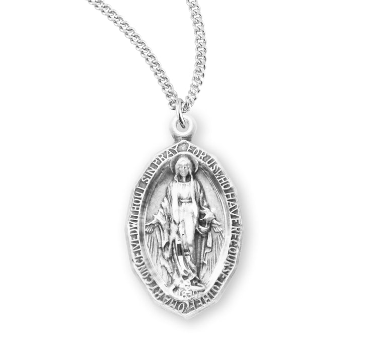 Sterling Silver Oval Miraculous Medal - S114118