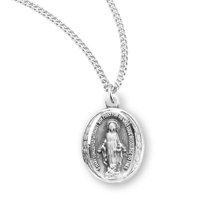 Sterling Silver Oval Miraculous Medal - S114318