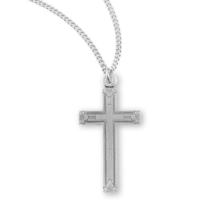 Sterling Silver Engraved Cross in Cross - S11424