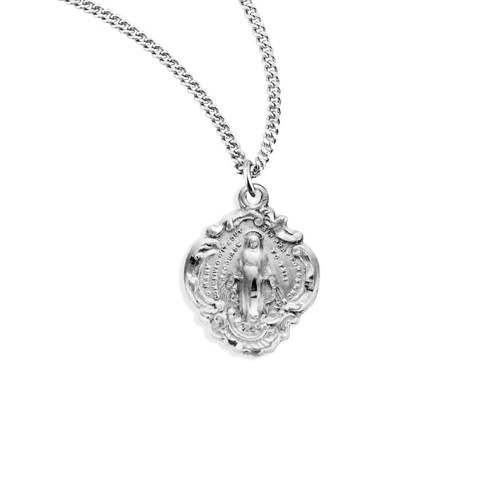 Sterling Silver Fancy Baroque Style Miraculous Medal - S115018