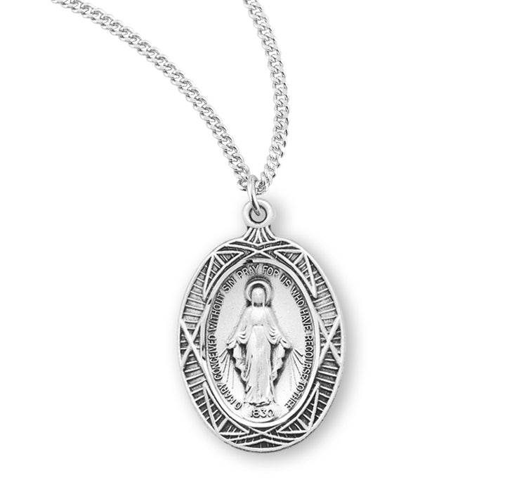 Sterling Silver Oval Miraculous Medal - S116918