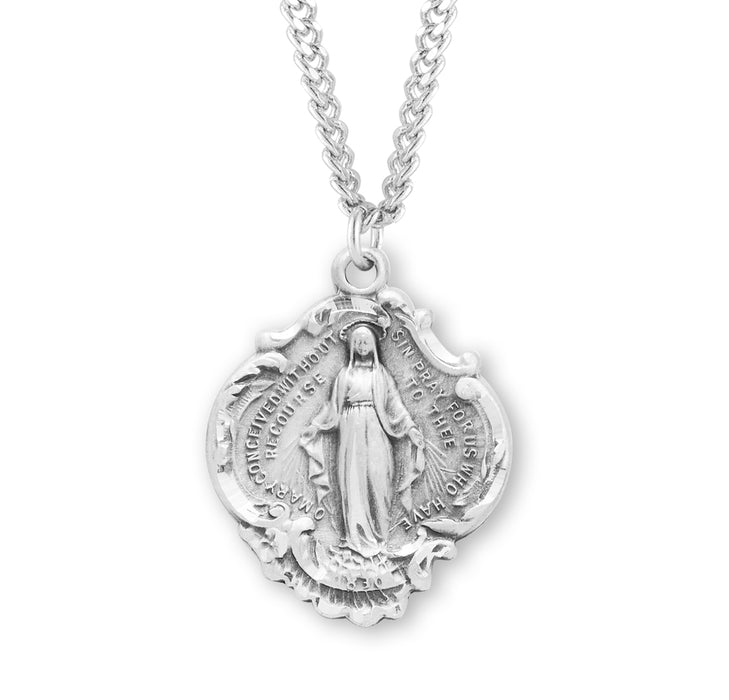 Sterling Silver Baroque Style Miraculous Medal - S117024