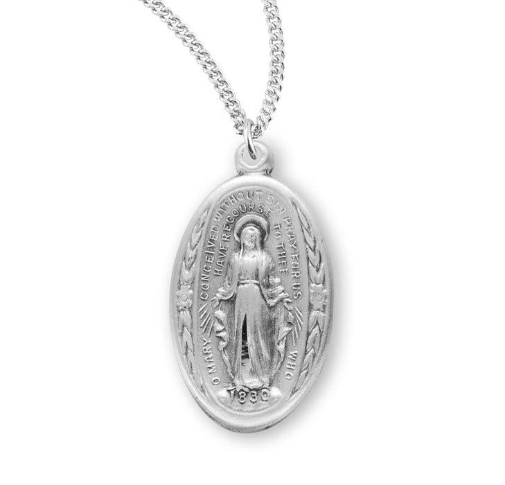 Sterling Silver Oval Miraculous Medal - S118918