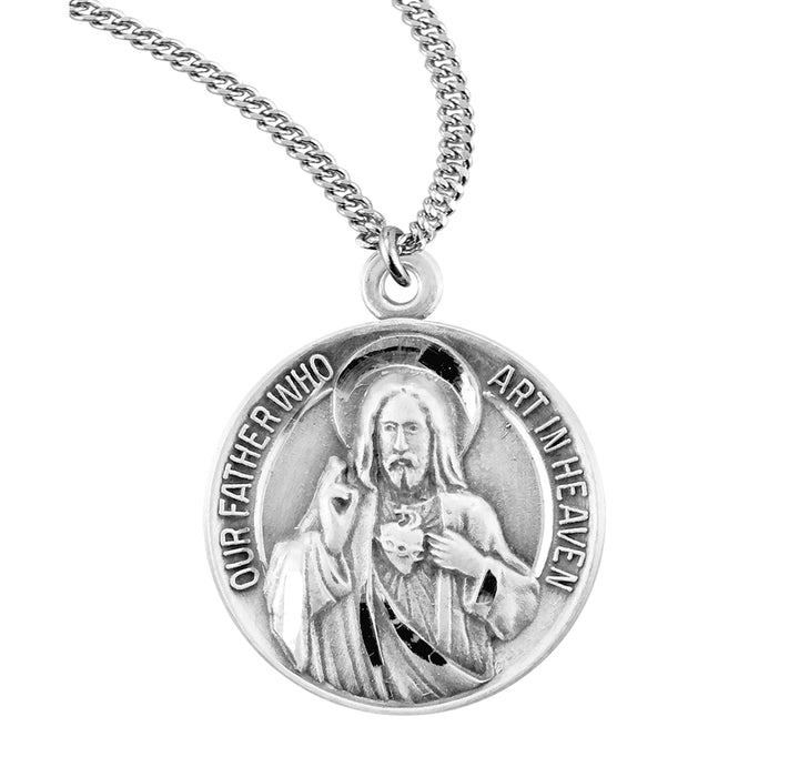 Our Father/Hail Mary Round Sterling Silver Medal - S120518