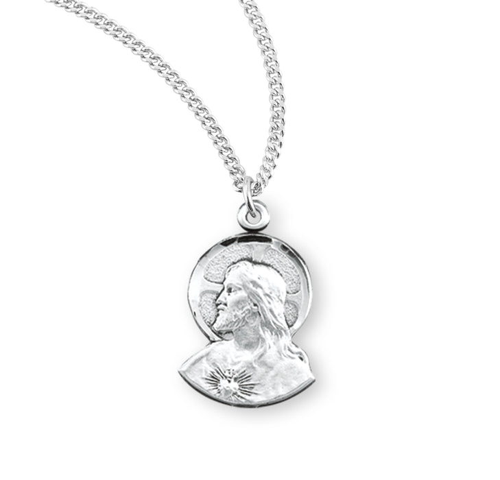 Scapular Sacred Heart of Jesus Profile Sterling Silver Medal - S121418