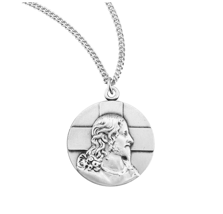 Sterling Silver Profile of Jesus Medal - S122418