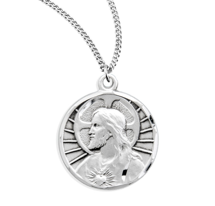 Sacred Heart of Jesus Sterling Silver Scapular Medal - S122524