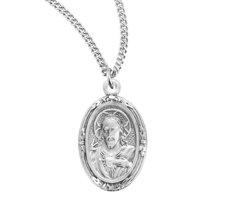 Sacred Heart of Jesus Sterling Silver Scapular Medal - S122918