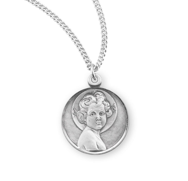 Sterling Silver "Light of the World" Round Infant Jesus Medal - S125218