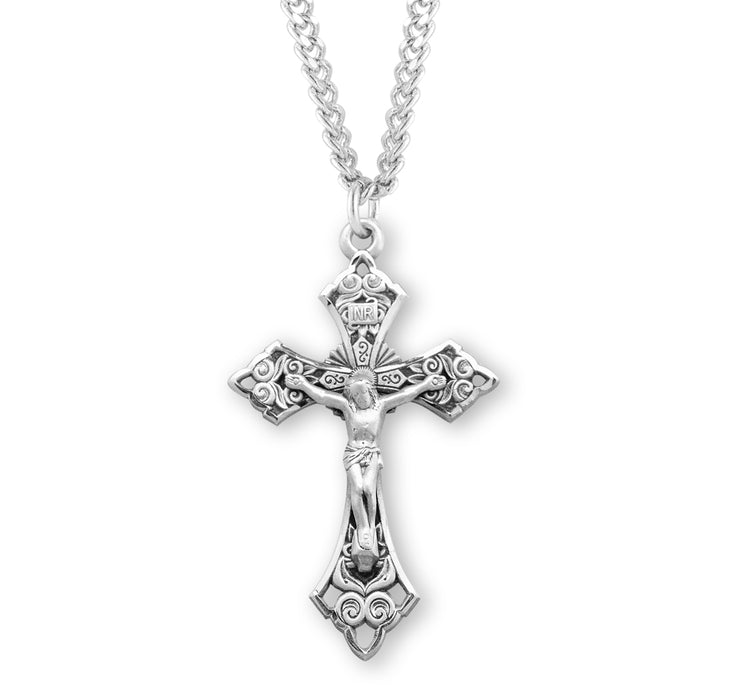 Swirl detailed Sterling Silver Crucifix - S12524