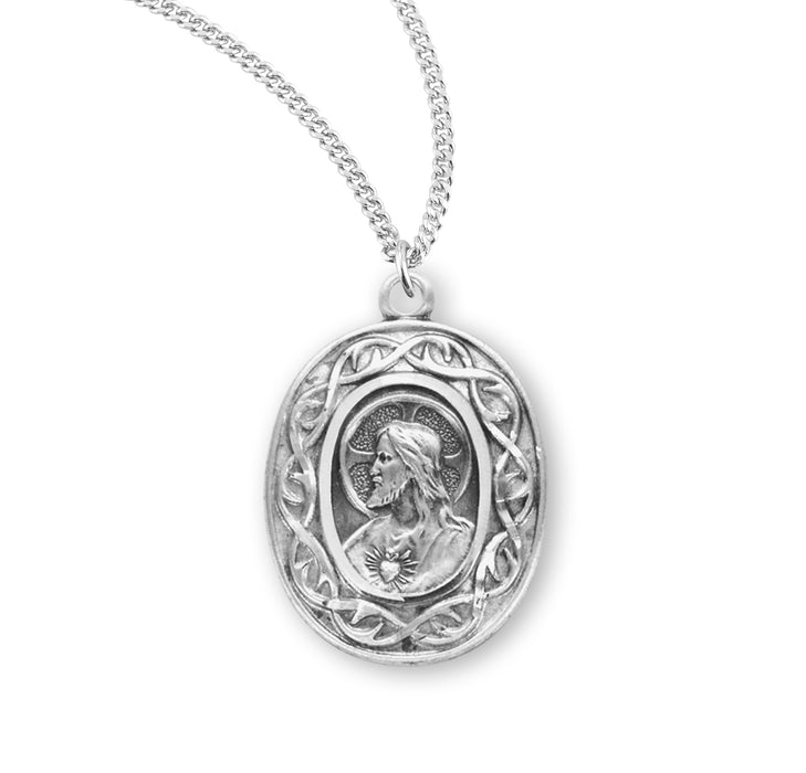 "Crown of Thorns" Sterling Silver Scapular Medal - S126018