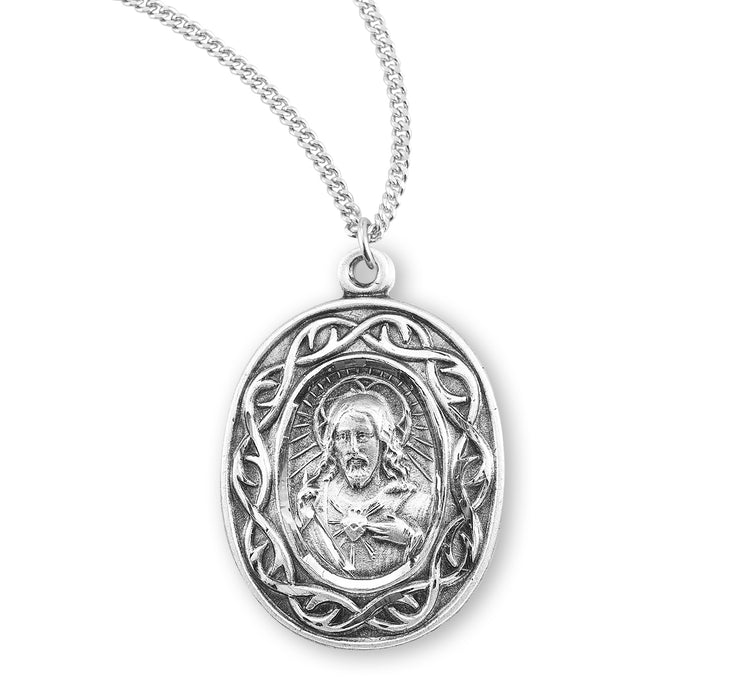 "Crown of Thorns" Sterling Silver Scapular Medal - S126118