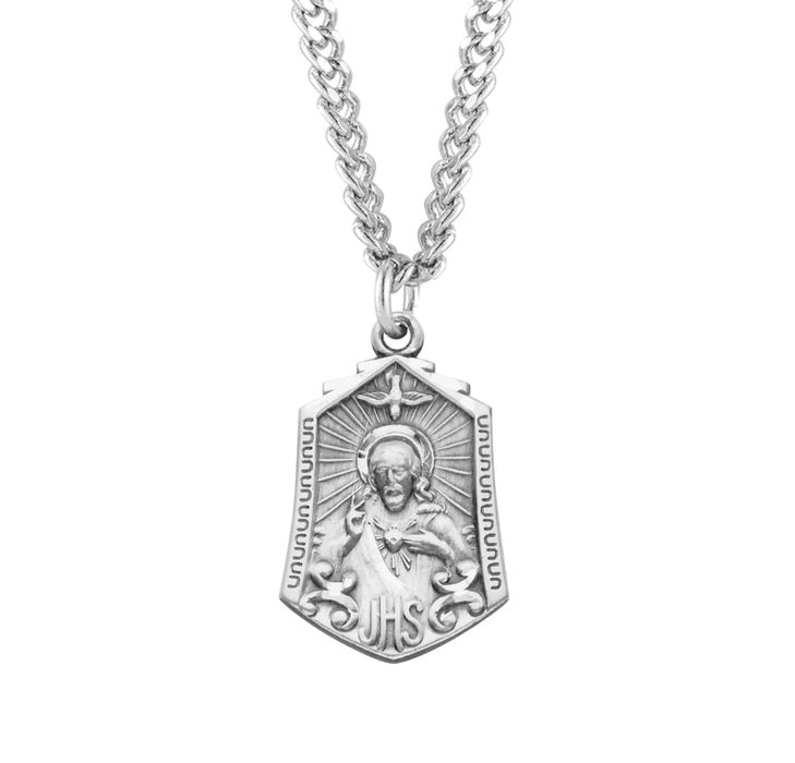 Sterling Silver Scapular Sacred Heart of Jesus Medal - S127324