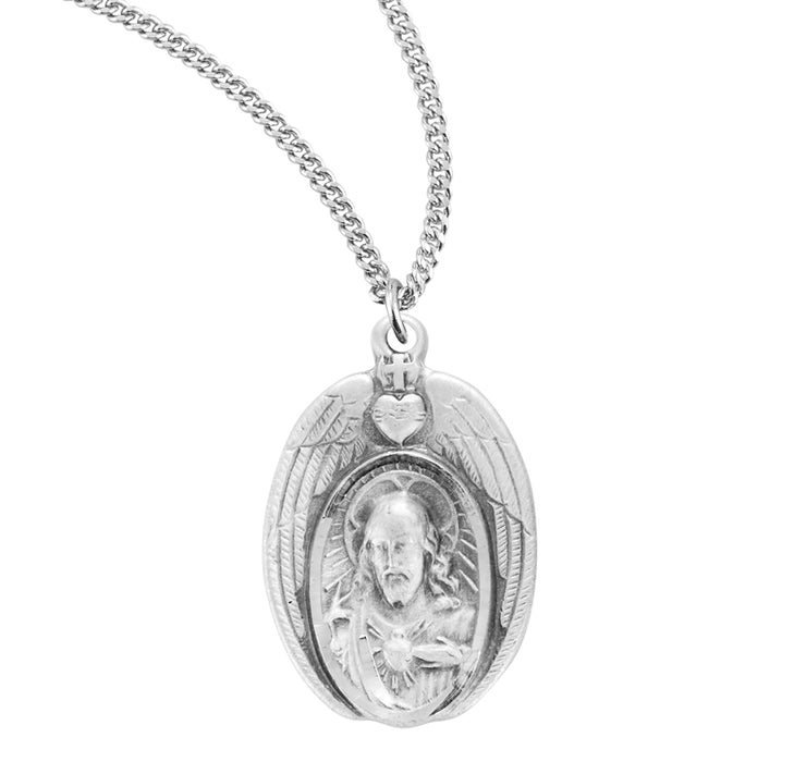 Sterling Silver Scapular Sacred Heart of Jesus Medal - S127518