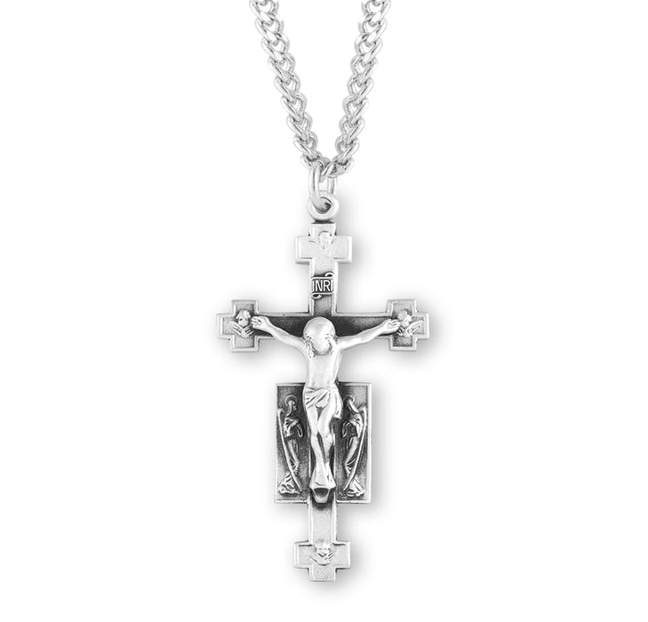 Sterling Silver Angels Crucifix with Cross Tips - S12724