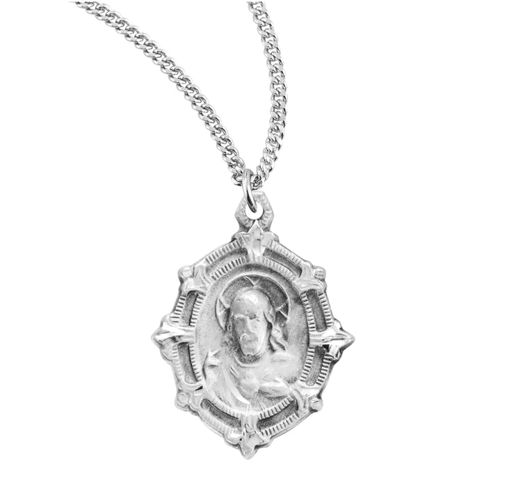 Sterling Silver Scapular Sacred Heart of Jesus Medal - S129318