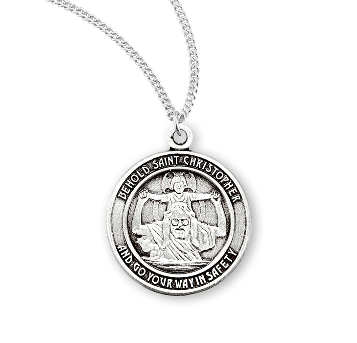 Saint Christopher Round Sterling Silver Medal - S134020