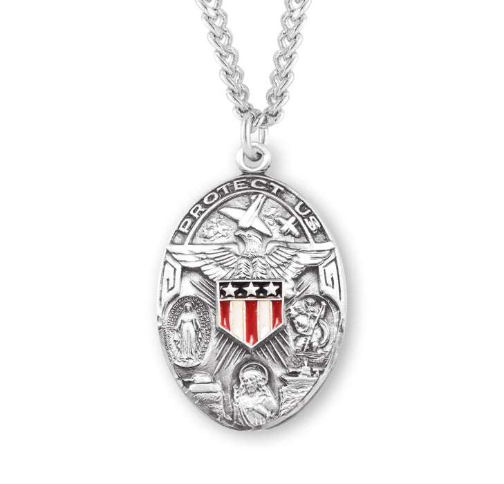 Sterling Silver Oval Military Medal - S141824