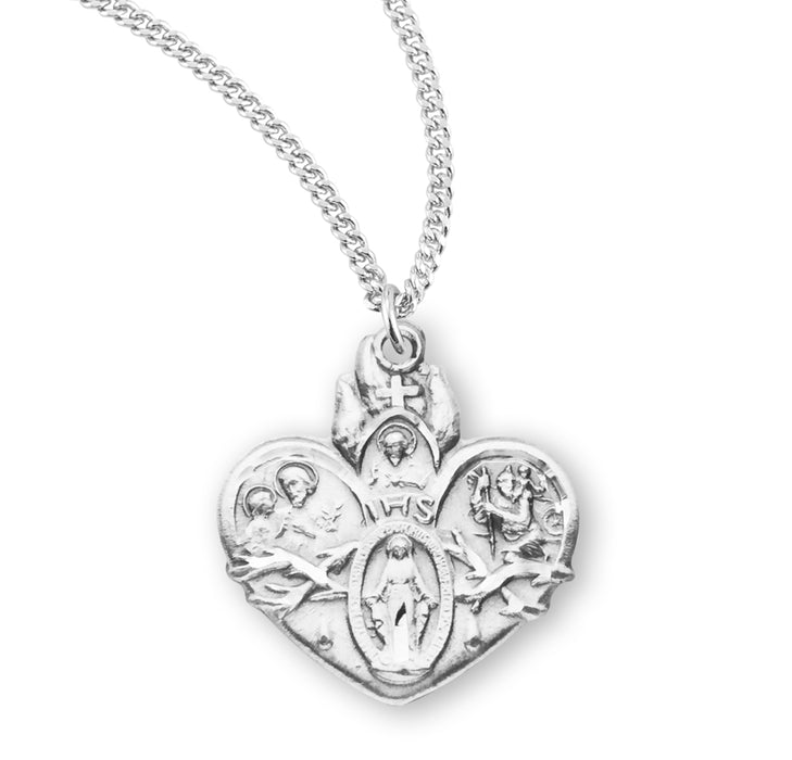 Sterling Silver Heart Shape 4-Way Medal - S144018