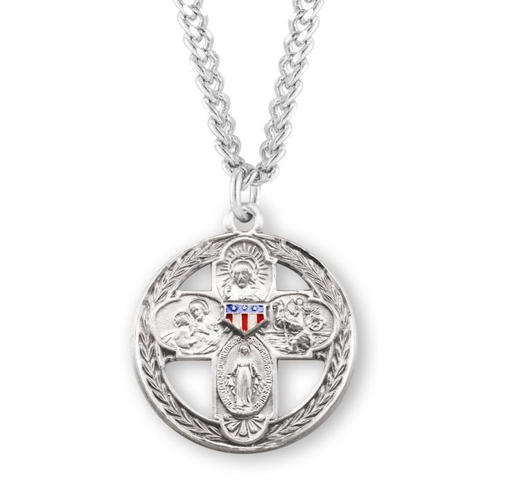 Sterling Silver Enameled Military 4-Way - S144524