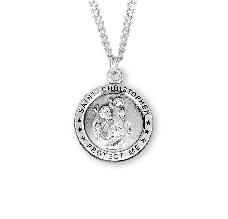 Saint Christopher Round Sterling Silver Medal - S150524