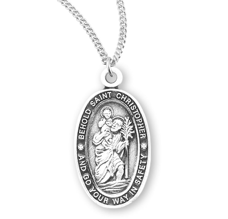 Saint Christopher Oval Sterling Silver Medal - S150618