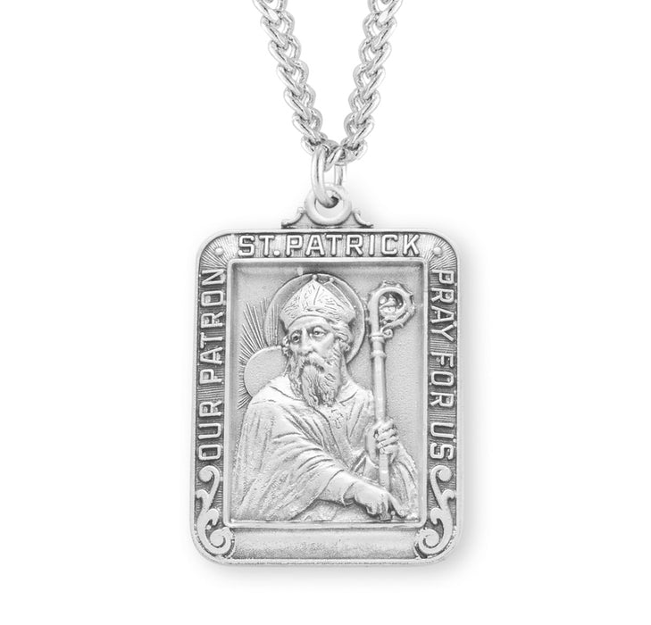 Saint Patrick Square Sterling Silver Medal - S151724