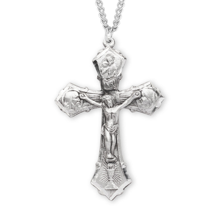 Jesus-Mary-Joseph Sterling Silver Crucifix - S15224