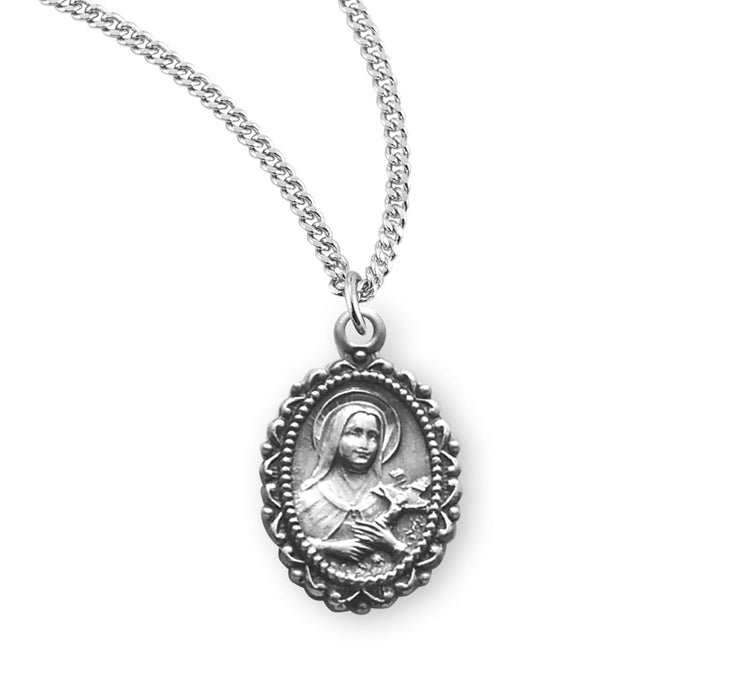 Saint Therese of Lisieux Oval Sterling Silver Medal - S154718