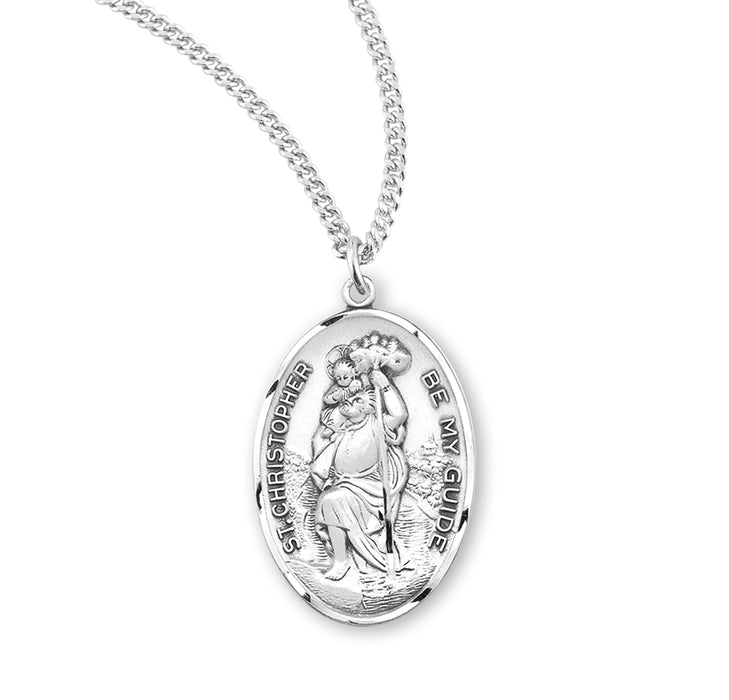 Saint Christopher Oval Sterling Silver Medal - S155224