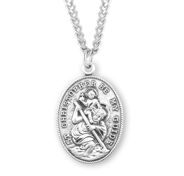 Saint Christopher Oval Sterling Silver Medal - S155424