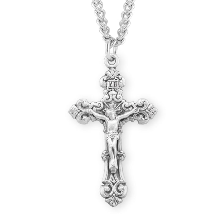 Sterling Silver Scroll Design Rosary Crucifix - S15727