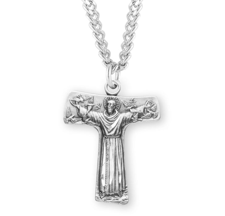 Saint Francis of Assisi "Tau" Sterling Silver Cross Medal - S158624