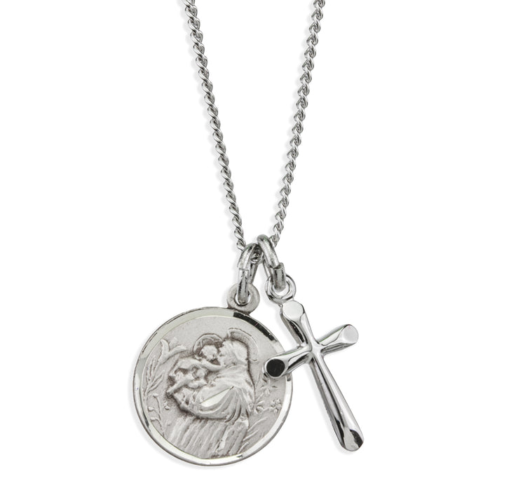 Sterling Silver St. Anthony Medal and Small Cross - S1590372718
