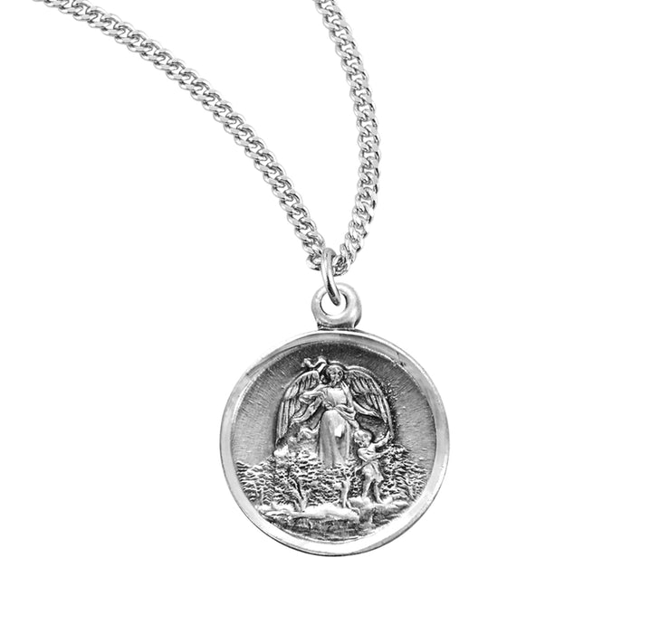 Guardian Angel Round Sterling Silver Medal - S159218 — Acadian Religious