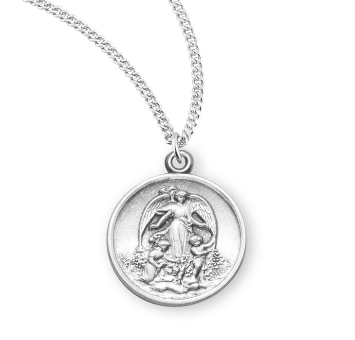 Guardian Angel Round Sterling Silver Medal - S159318