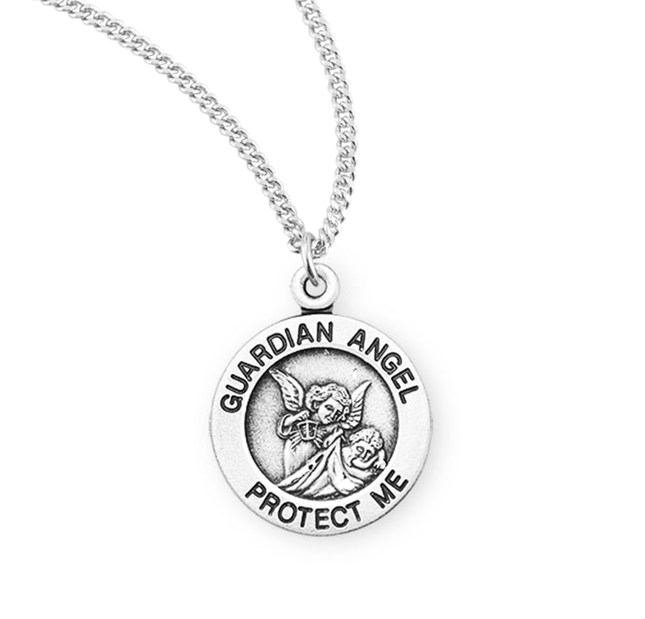 Guardian Angel Round Sterling Silver Medal - S159413