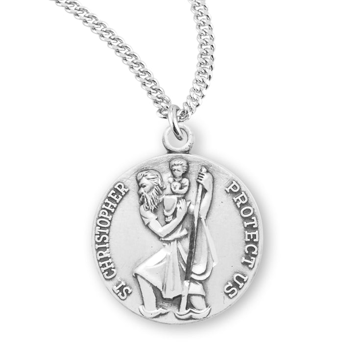 Saint Christopher Round Sterling Silver Medal - S159820