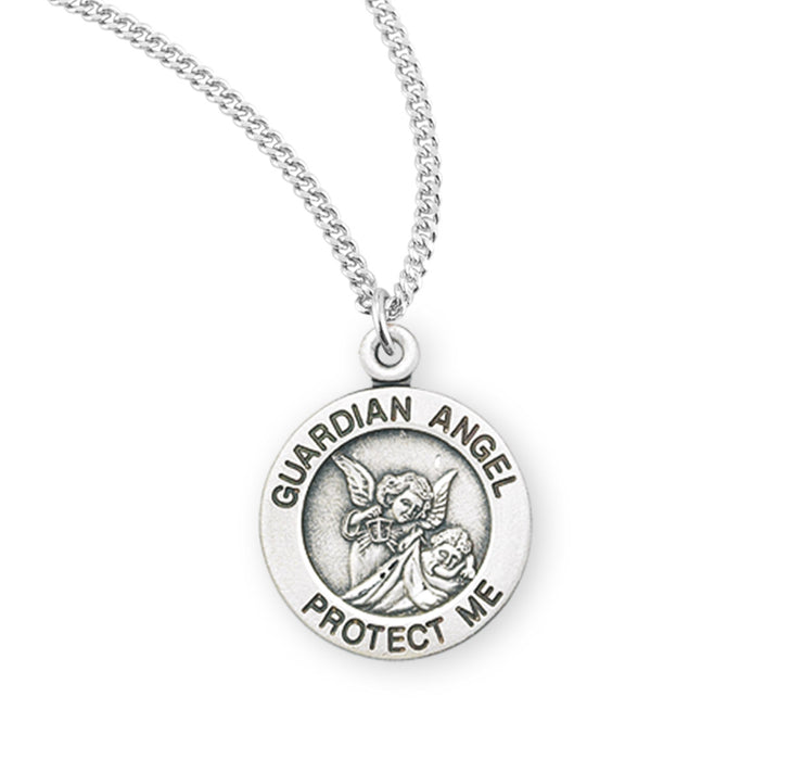 Guardian Angel Round Sterling Silver Medal - S159918