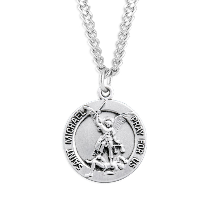 Saint Michael Round Sterling Silver Medal - S160324