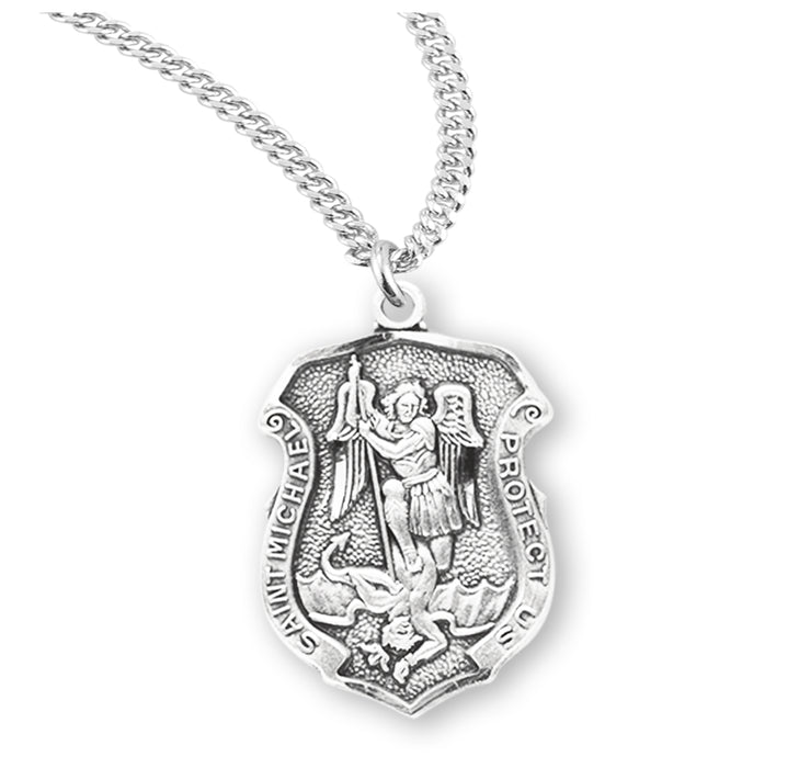 Saint Michael Sterling Silver Badge Medal - S160420