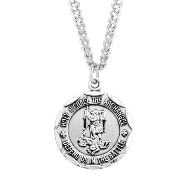 Saint Michael Round Sterling Silver Military Medal - S160824