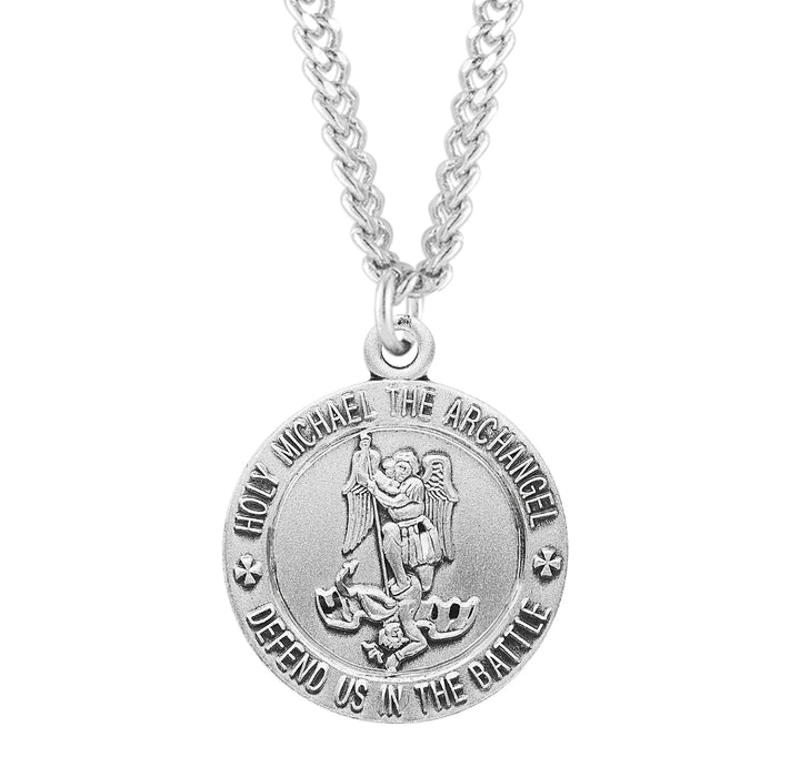 Saint Michael Round Sterling Silver Medal - S160924