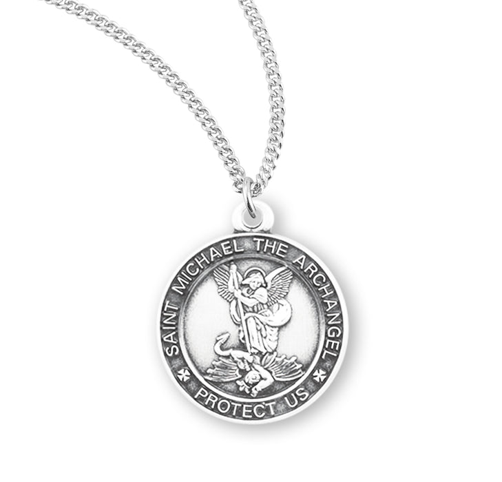 Saint Michael Round Sterling Silver Medal - S161318
