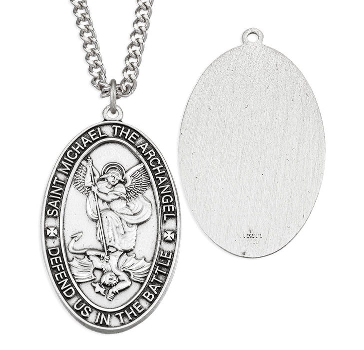 Saint Michael Oval Sterling Silver Medal - S161524