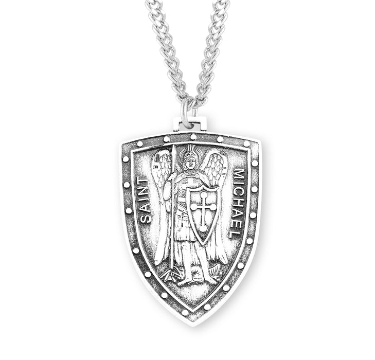 Saint Michael Sterling Silver Shield Medal - S161724