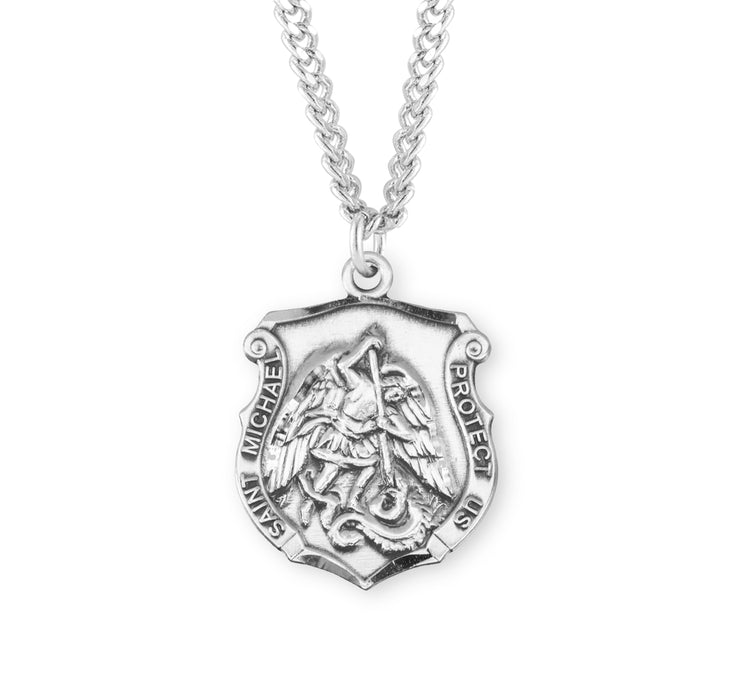 Saint Michael Sterling Silver Badge Medal - S162324