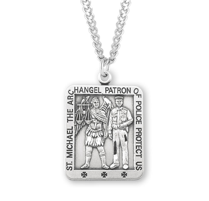 Saint Michael Square Sterling Silver Medal - S162424